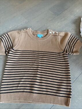 Cece Striped Knit Top in Tan and Black